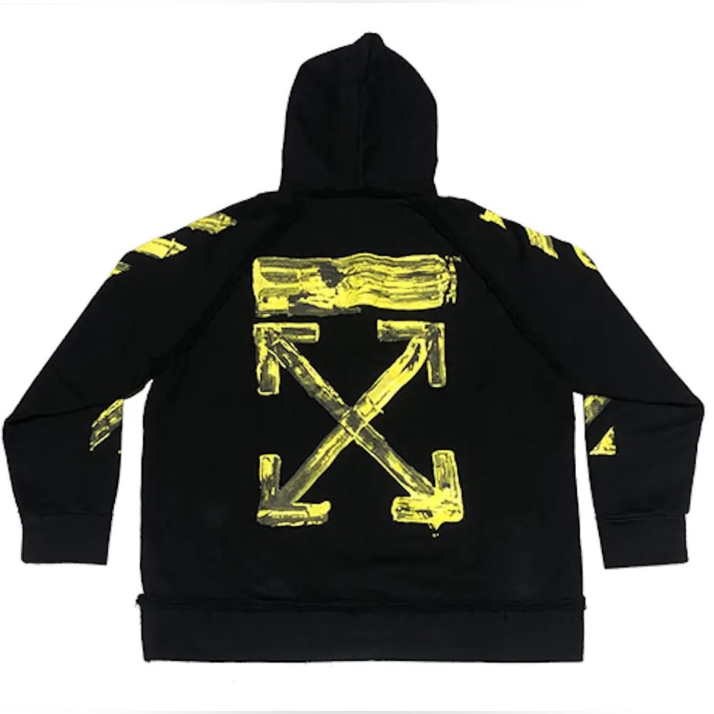 Off-White Yellow Acrylic Arrow Logo Hoodie Size Large